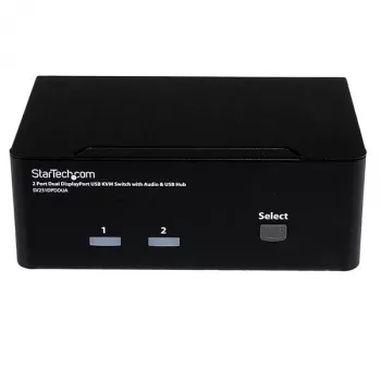 Switch KVM USB StarTech.com 2 porte Dual DisplayPort con audio e hub USB 2.0