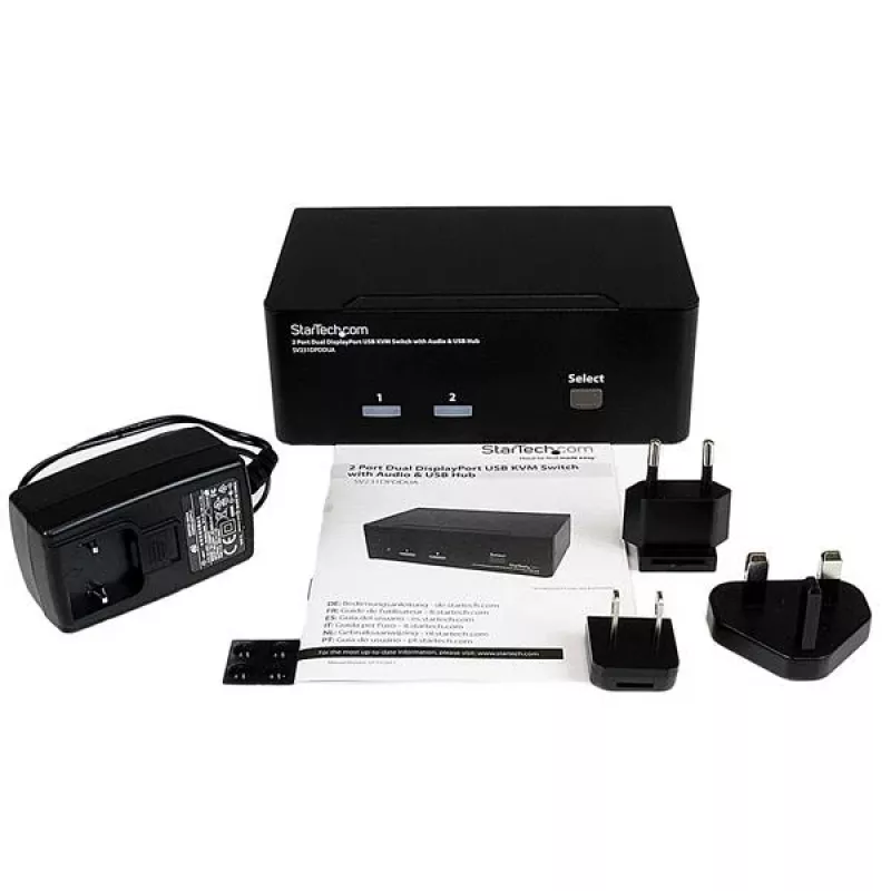 Switch KVM USB StarTech.com 2 porte Dual DisplayPort con audio e hub USB 2.0