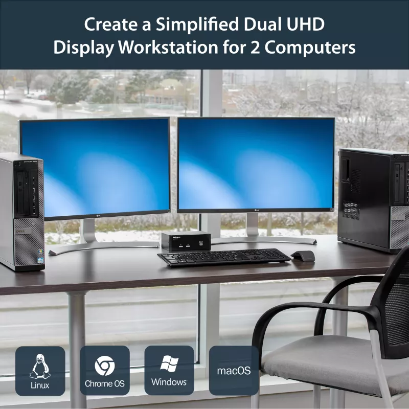 Switch KVM StarTech.com 2 porte DisplayPort doppio monitor – 4K 60Hz