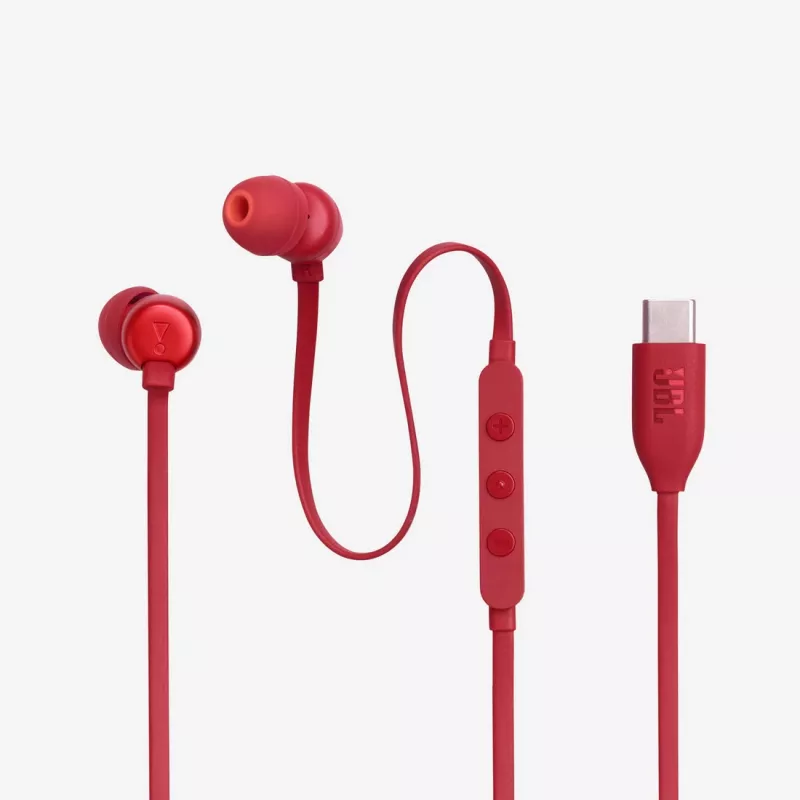 Headset JBL Tune 310C con filo in-ear chiamate/musica USB Type-C rosso