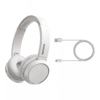 Cuffie/headset Philips serie 4000 TAH4205WT/00 wireless ad archetto chiamate/musica USB Type-C Bluetooth bianco