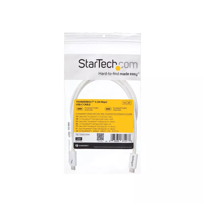 StarTech.com Cavo Thunderbolt 3 – 20 Gbit/s – 1 m – bianco – compatibile Thunderbolt, USB e DisplayPort
