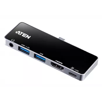 Dock da viaggio USB-C ATEN con pass-through di corrente, universale, USB Type-C, nero, argento