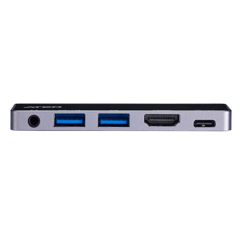 Dock da viaggio USB-C ATEN con pass-through di corrente, universale, USB Type-C, nero, argento