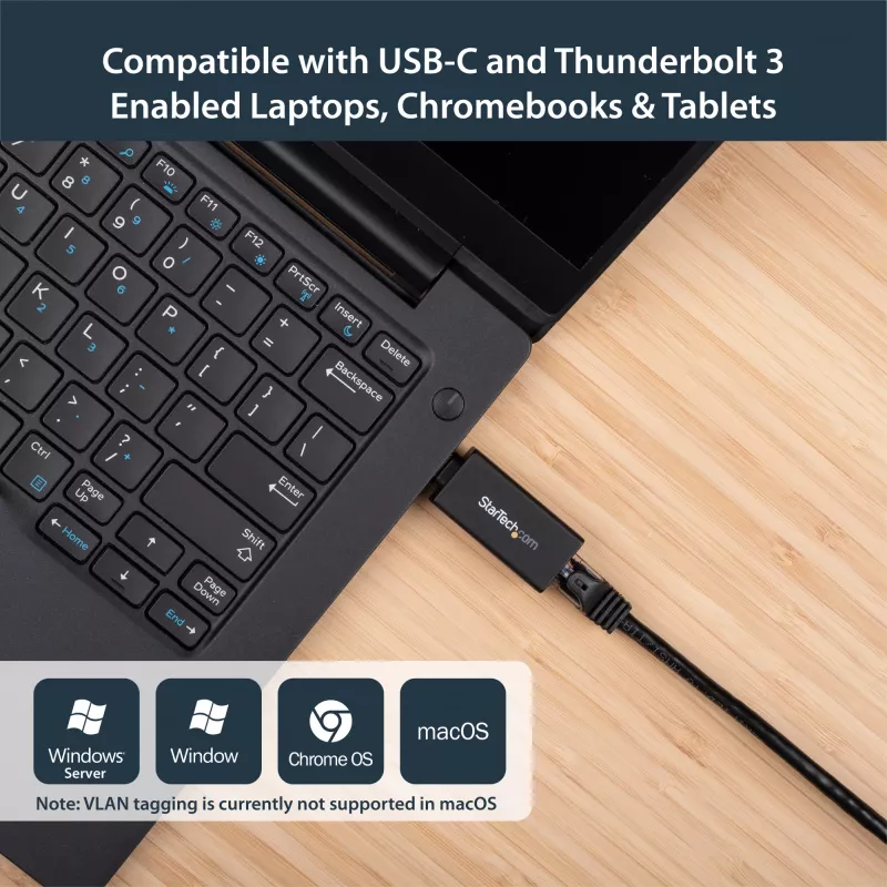 StarTech.com adattatore USB C a Gigabit Ethernet – 1 Gbit/s NIC adattatore di rete USB 3.0/USB 3.1 tipo C – 1GbE USB-C a porta RJ45/LAN compatibile Thunderbolt 3 Windows MacBook Pro Chromebook