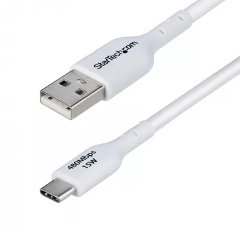 StarTech.com Cavo di ricarica USB-A a USB-C 3m (9.8ft), ricarica e sincronizzazione, 3A, USB 2.0, guaina TPE – Cavo di ricarica USB bianco