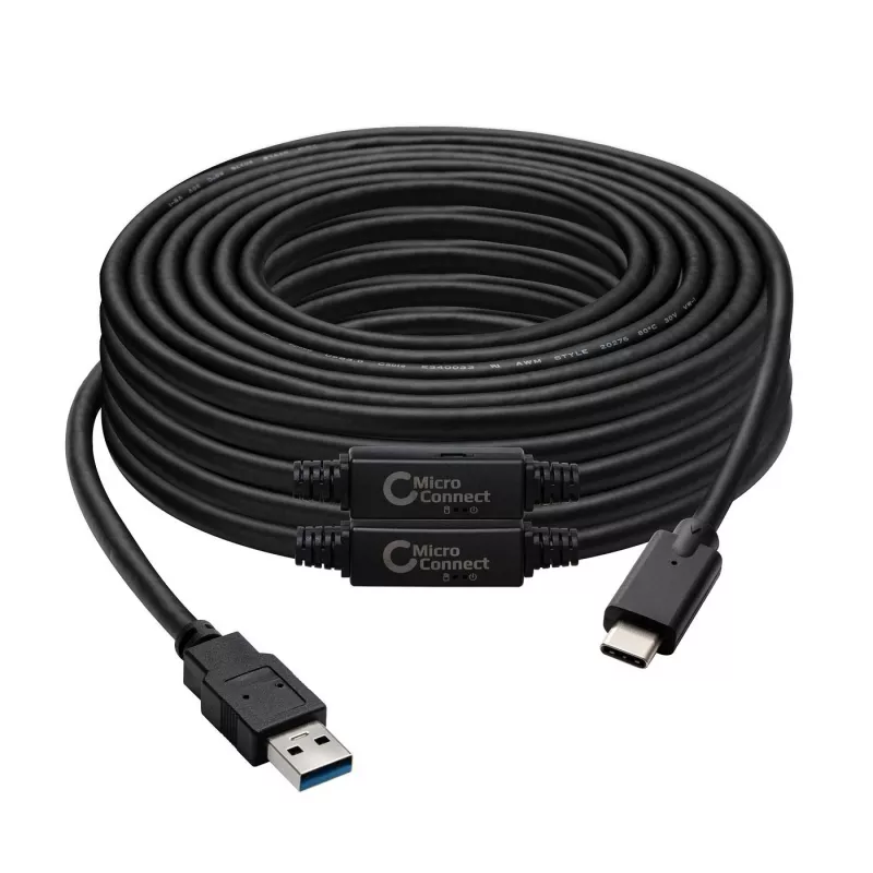 Microconnect USB3.1CA10AMP Cavo USB USB 3.2 Gen 1 (3.1 Gen 1) 10 m USB C USB A nero
