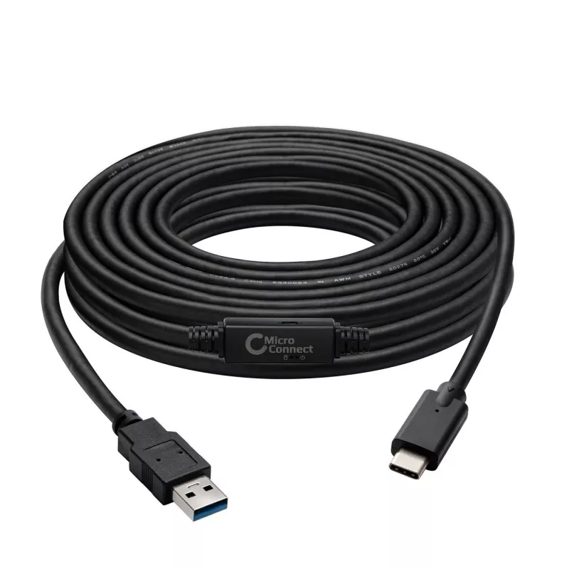 Microconnect USB3.1CA5AMP Cavo USB USB 3.2 Gen 1 (3.1 Gen 1) 5 m USB C USB A nero