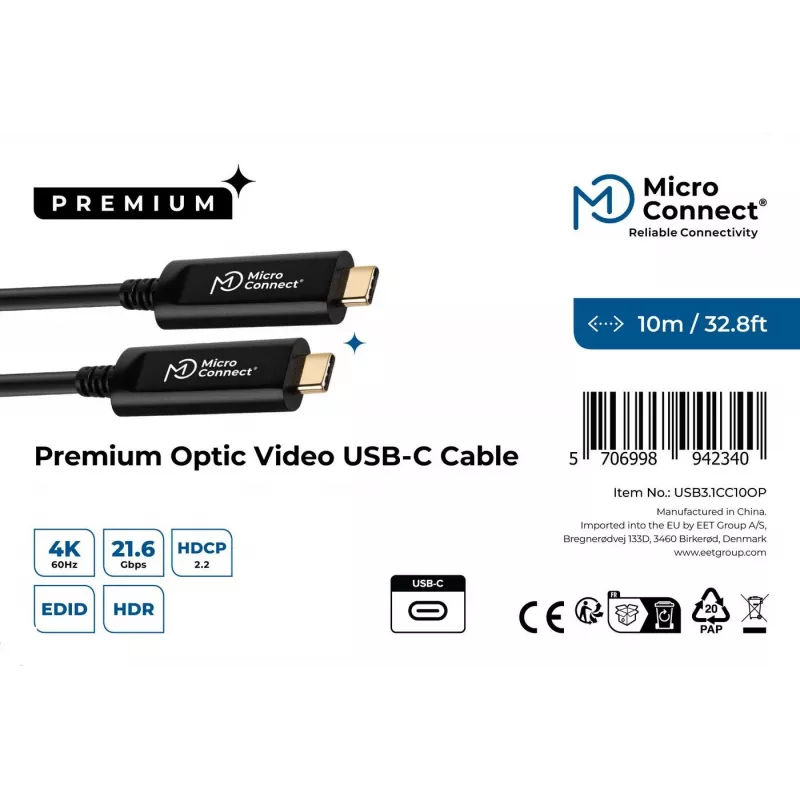 Microconnect USB3.1CC10OP Cavo USB USB 3.2 Gen 1 (3.1 Gen 1) 10 m USB C nero