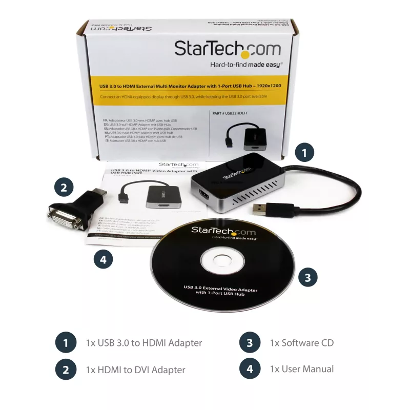 StarTech.com adattatore USB 3.0 a HDMI con 1x USB, convertitore da USB a monitor HDMI per Windows (nessun supporto per macOS/ChromeOS/Linux) - TAA