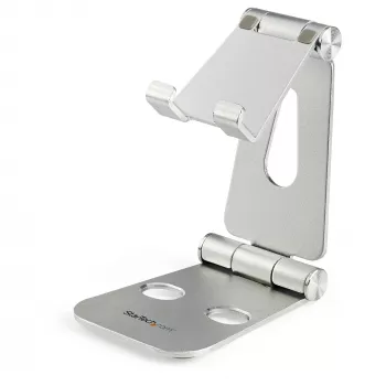 StarTech.com Supporto per telefono e tablet - Supporto universale pieghevole per dispositivi mobili, per smartphone e tablet - Supporto ergonomico regolabile multi-angolo per scrivania - Portatile - argento