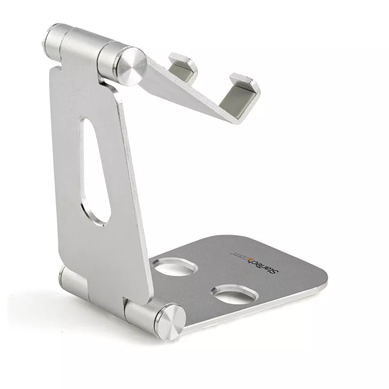 StarTech.com Supporto per telefono e tablet - Supporto universale pieghevole per dispositivi mobili, per smartphone e tablet - Supporto ergonomico regolabile multi-angolo per scrivania - Portatile - argento