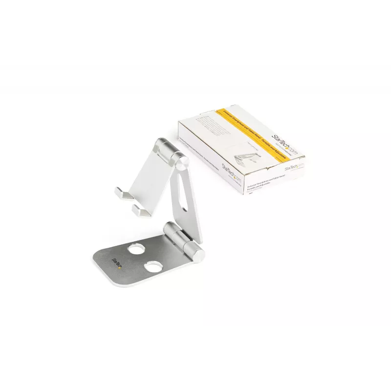 StarTech.com Supporto per telefono e tablet - Supporto universale pieghevole per dispositivi mobili, per smartphone e tablet - Supporto ergonomico regolabile multi-angolo per scrivania - Portatile - argento