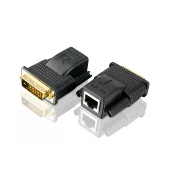 ATEN Extender video Mini DVI su Cat5e/6 (20 m), 1920 x 1080 pixel, trasmettitore e ricevitore AV, 20 m, con filo, nero, HDCP
