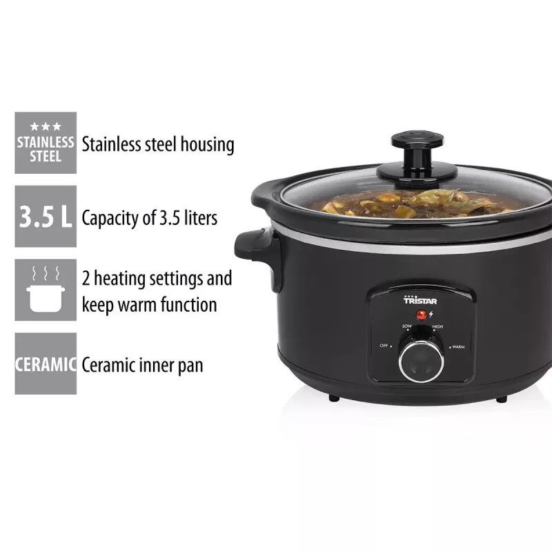 Slow cooker Tristar VS-3915 3,5L nero con manopola 180W