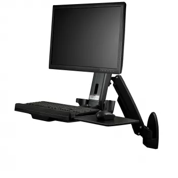 StarTech.com postazione di lavoro a parete – scrivania in piedi Full-Motion articolata con braccio ergonomico regolabile in altezza per monitor e tastiera – supporto per mouse e scanner – display VESA singolo