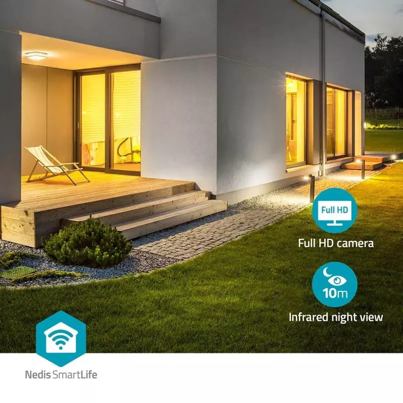 Telecamera di videosorveglianza IP Nedis WIFICOL20BK da esterno 1920x1080 wireless nera