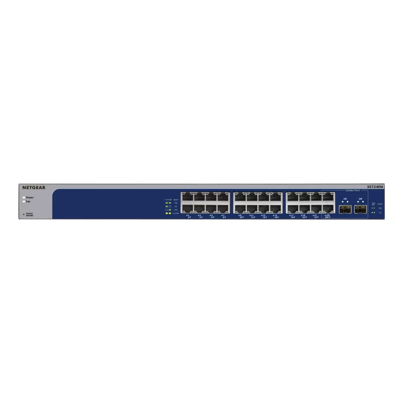 NETGEAR XS724EM Managed L2 10G Ethernet (100/1000/10000) 1U blu, grigio