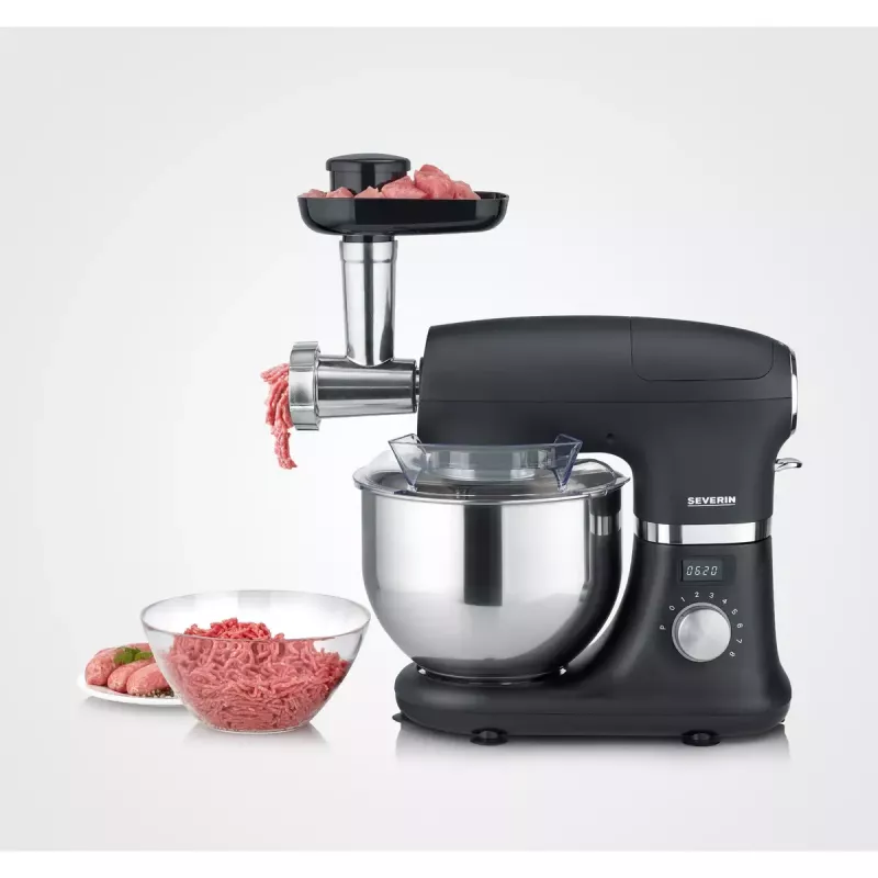 Severin ZB 5591 accessorio tritacarne per robot da cucina KM 3896, KM 3897, KM 3898, argento/nero