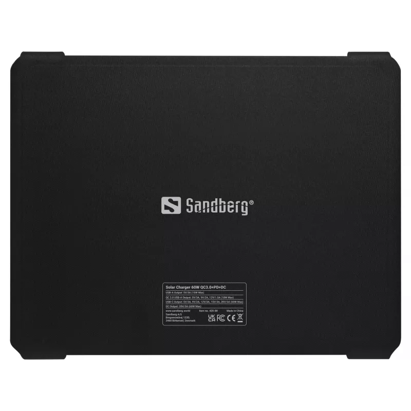 Caricabatterie solare Sandberg 60W QC3.0+PD+DC monocristallino nero