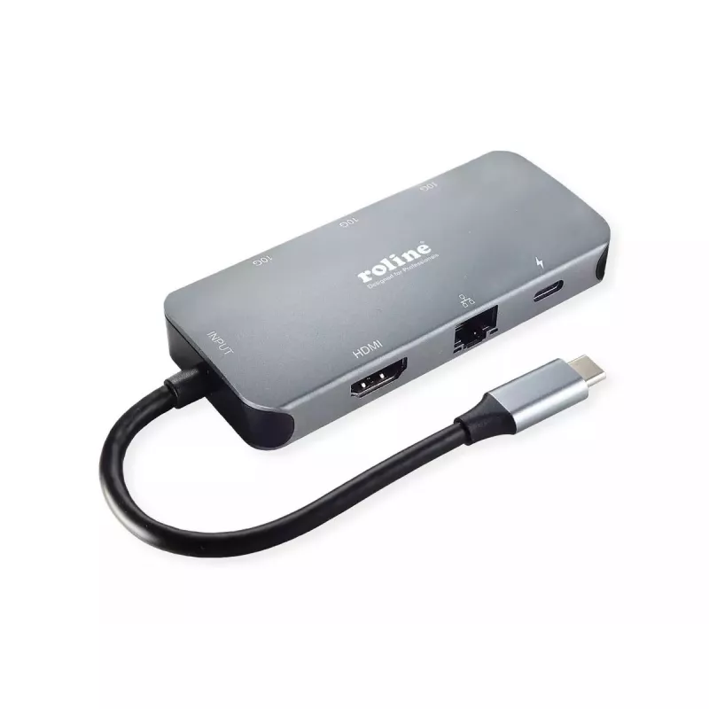 Hub USB Type-C ROLINE 12.02.1121 HDMI RJ-45 USB 3.2 Gen 2 grigio
