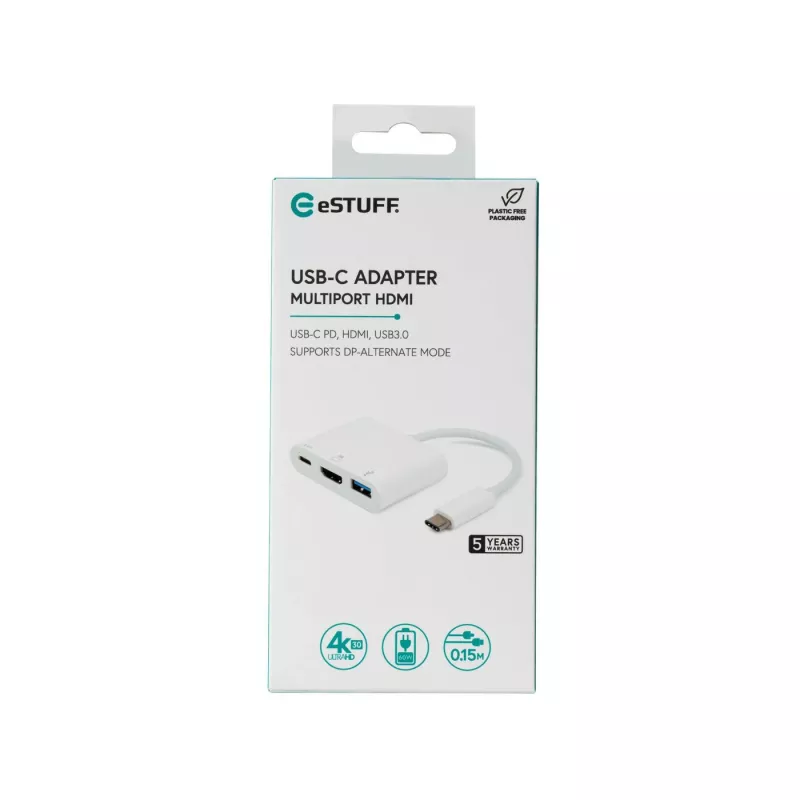 eSTUFF ES623001WH Hub interfacce USB 3.2 Gen 1 (3.1 Gen 1) Type-C 5000 Mbit/s bianco