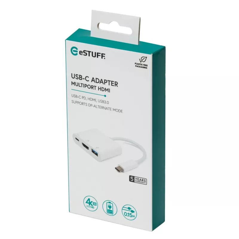 eSTUFF ES623001WH Hub interfacce USB 3.2 Gen 1 (3.1 Gen 1) Type-C 5000 Mbit/s bianco