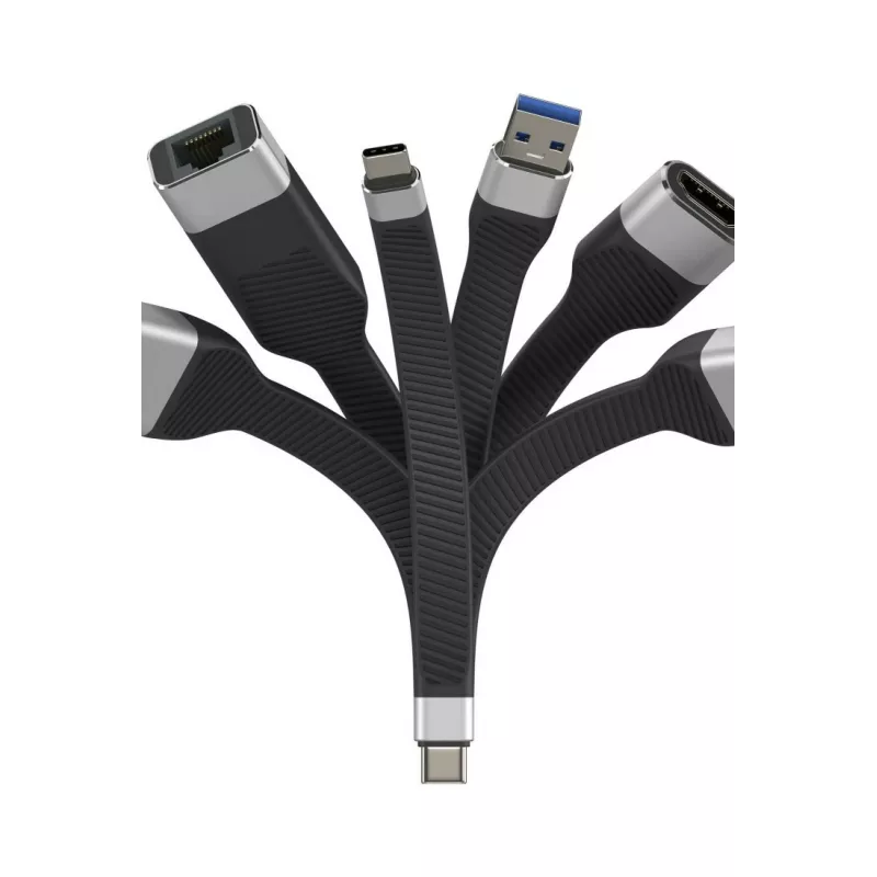 Techly ICOC-USBC-FL-U4 USB4 Gen3 USB-C a USB-C cavo piatto flessibile, 0,124 m