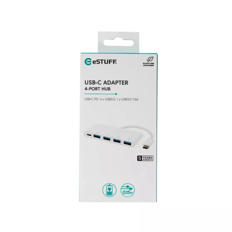 eSTUFF ES623007WH hub di interfaccia USB 3.2 Gen 1 (3.1 Gen 1) Type-C 5000 Mbit/s bianco