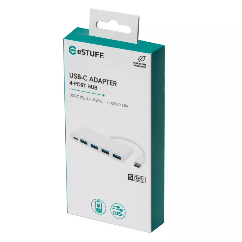 eSTUFF ES623007WH hub di interfaccia USB 3.2 Gen 1 (3.1 Gen 1) Type-C 5000 Mbit/s bianco