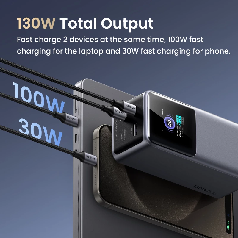 Powerbank Ugreen 20000mAh 130W ricarica rapida litio grigio