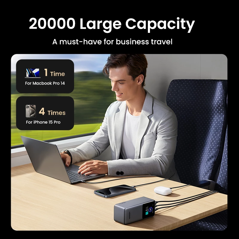 Powerbank Ugreen 20000mAh 130W ricarica rapida litio grigio