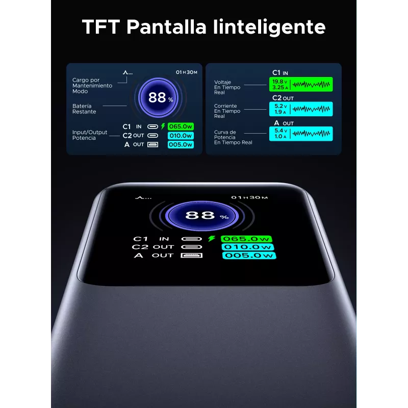 Powerbank Ugreen 20000mAh 130W ricarica rapida litio grigio