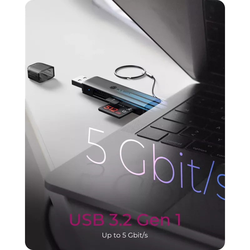 Lettore di schede icybox 61179 – USB 3.2 Gen1 3-in-1, connettori USB Type-C e Type-A