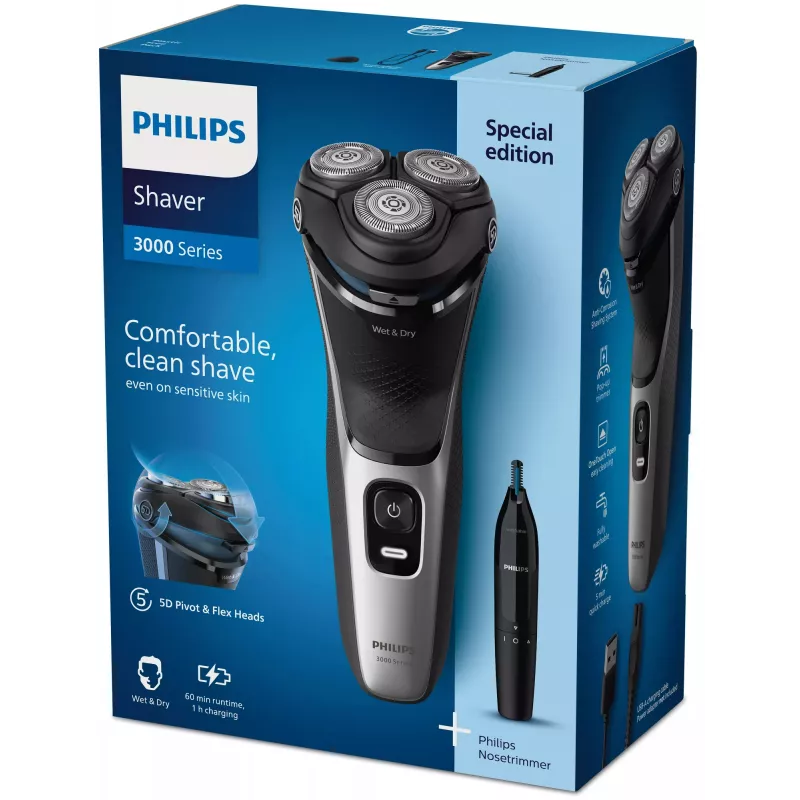 Rasoio elettrico Philips S3143/02 bagnato e asciutto sistema lame PowerCut
