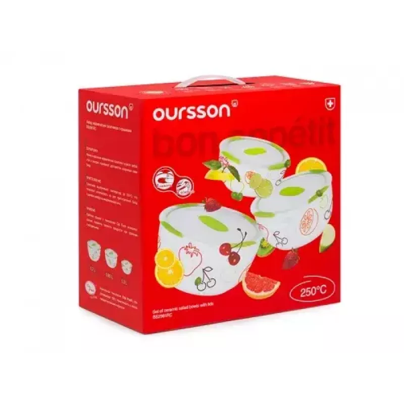 Set di insalatiere in ceramica Oursson BS2981RD/GA, verde mela