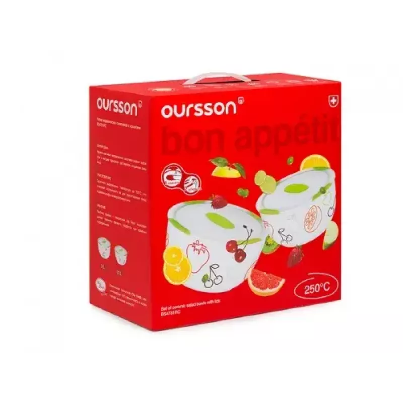 Oursson BS4781RC/GA set di insalatiere in ceramica, verde mela