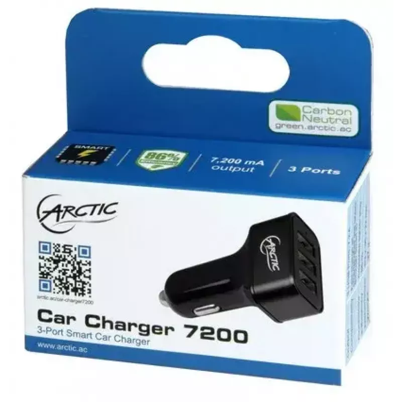 ARCTIC Car Charger 7200 – caricabatterie da auto USB a 3 porte