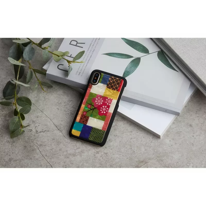 Custodia smartphone iKins per iPhone XS/S — design ciliegio bianco, custodia rigida protettiva
