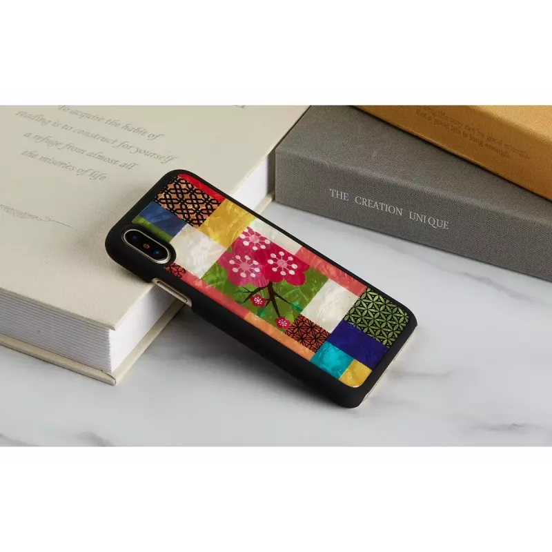 Custodia smartphone iKins per iPhone XS/S — design ciliegio bianco, custodia rigida protettiva