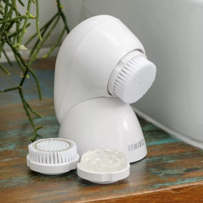 HoMedics FAC-600-EU spazzola per il viso a pulsazione rosa oro, bianca a batteria