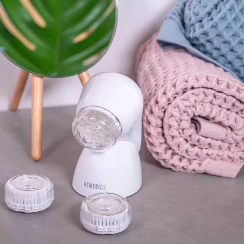 HoMedics FAC-600-EU spazzola per il viso a pulsazione rosa oro, bianca a batteria
