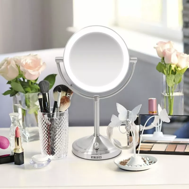 HoMedics MIR-8150-EU specchio da trucco da appoggio rotondo acciaio inox