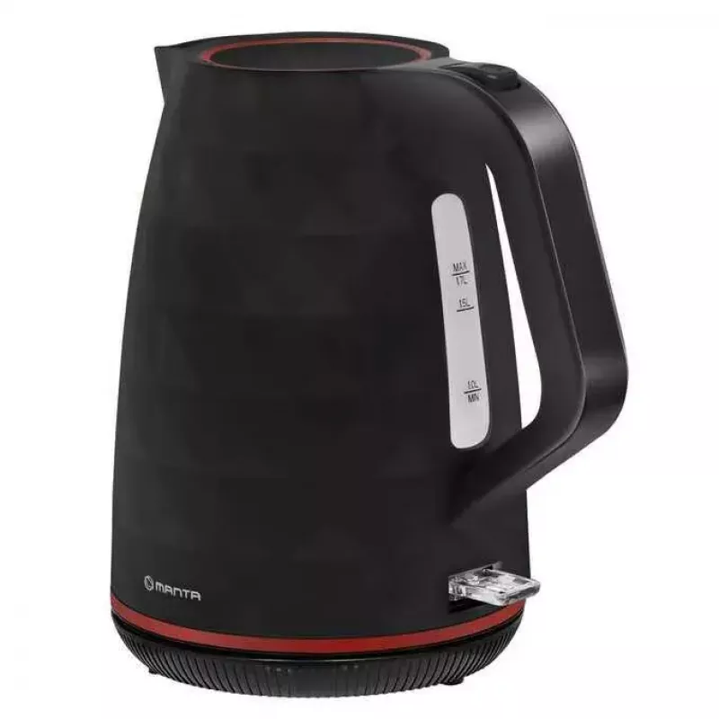 Bollitore elettrico MANTA KTL9230B 1.7L 2200W nero, corpo in plastica, controller Strix, indicatore del livello dell'acqua