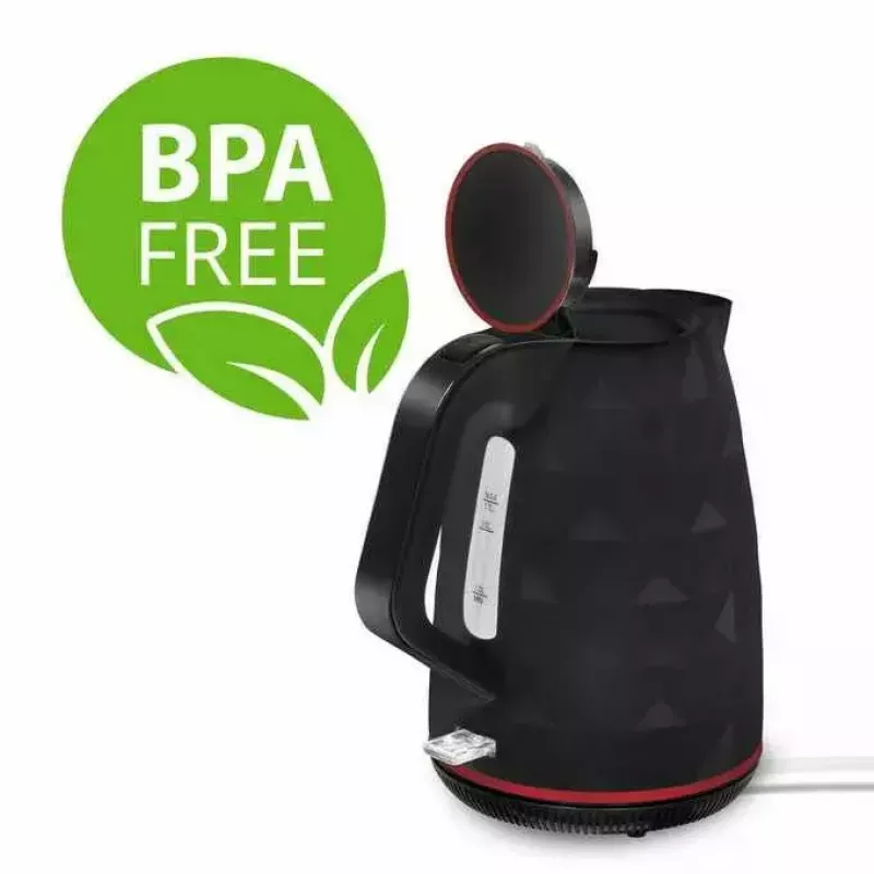 Bollitore elettrico MANTA KTL9230B 1.7L 2200W nero, corpo in plastica, controller Strix, indicatore del livello dell'acqua