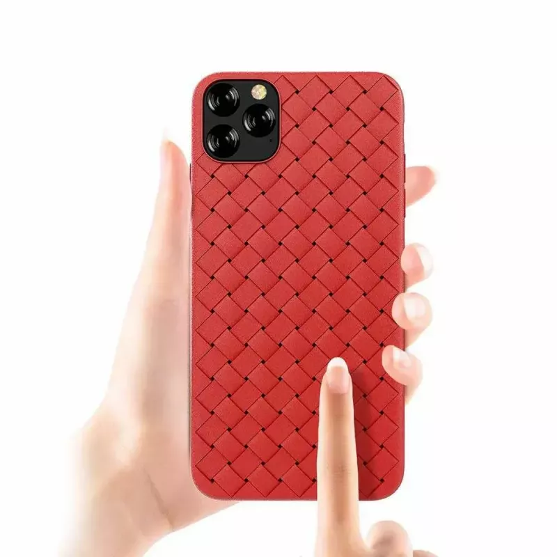 Custodia morbida per cellulare Devia per iPhone 11 Pro — motivo intrecciato, rosso