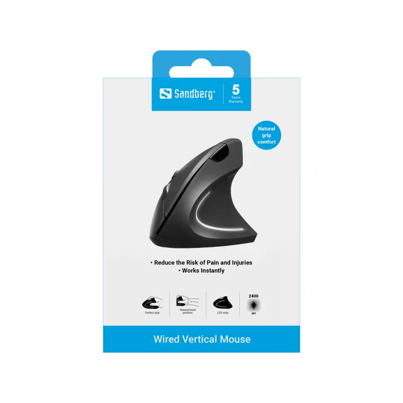 Mouse con filo Sandberg Wired Vertical Mouse USB Type-A