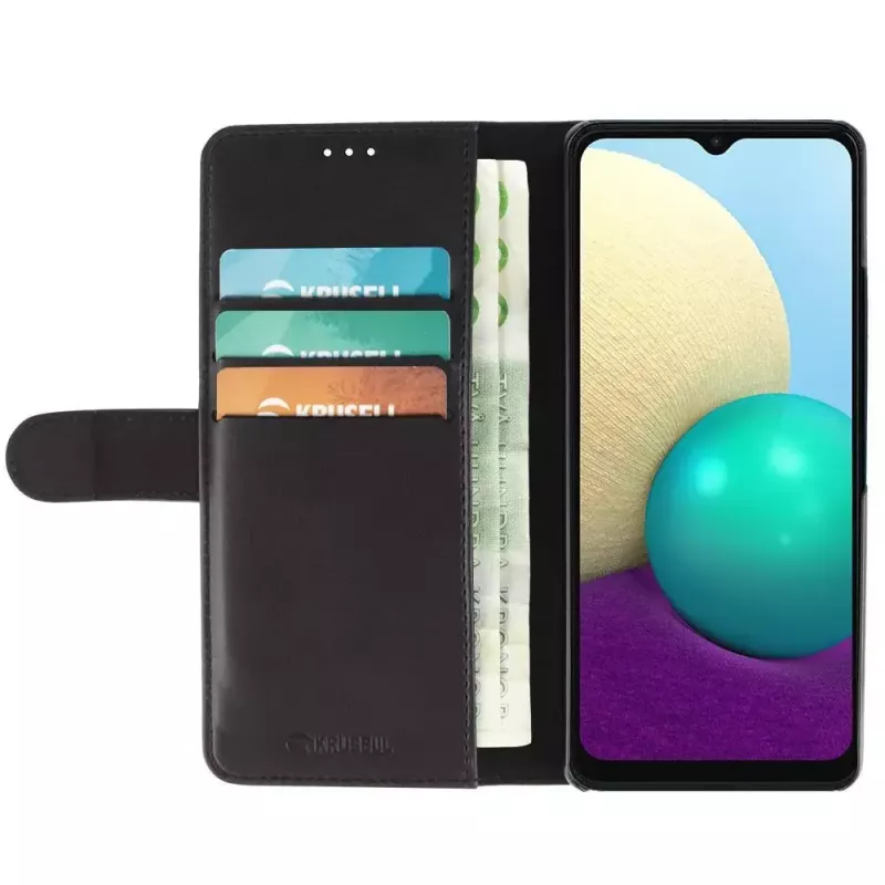 Custodia portafoglio Krusell Galaxy A02 16,5 cm nero 3 scomparti per carte