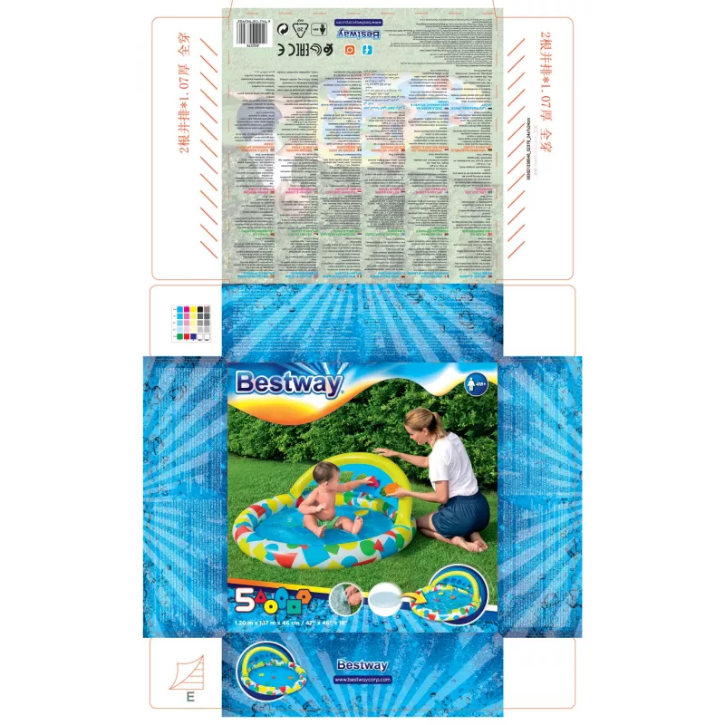 Bestway 52378 Splash & Learn piscina per bambini con tettuccio, 45 l, 117 x 120 x 117 cm