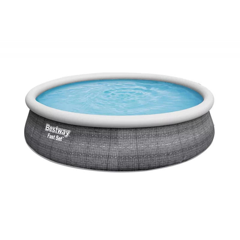 Bestway 57372 Fast Set set piscina fuori terra, rotonda, 457 x 107 cm, 12.362 l, con pompa filtro e scaletta